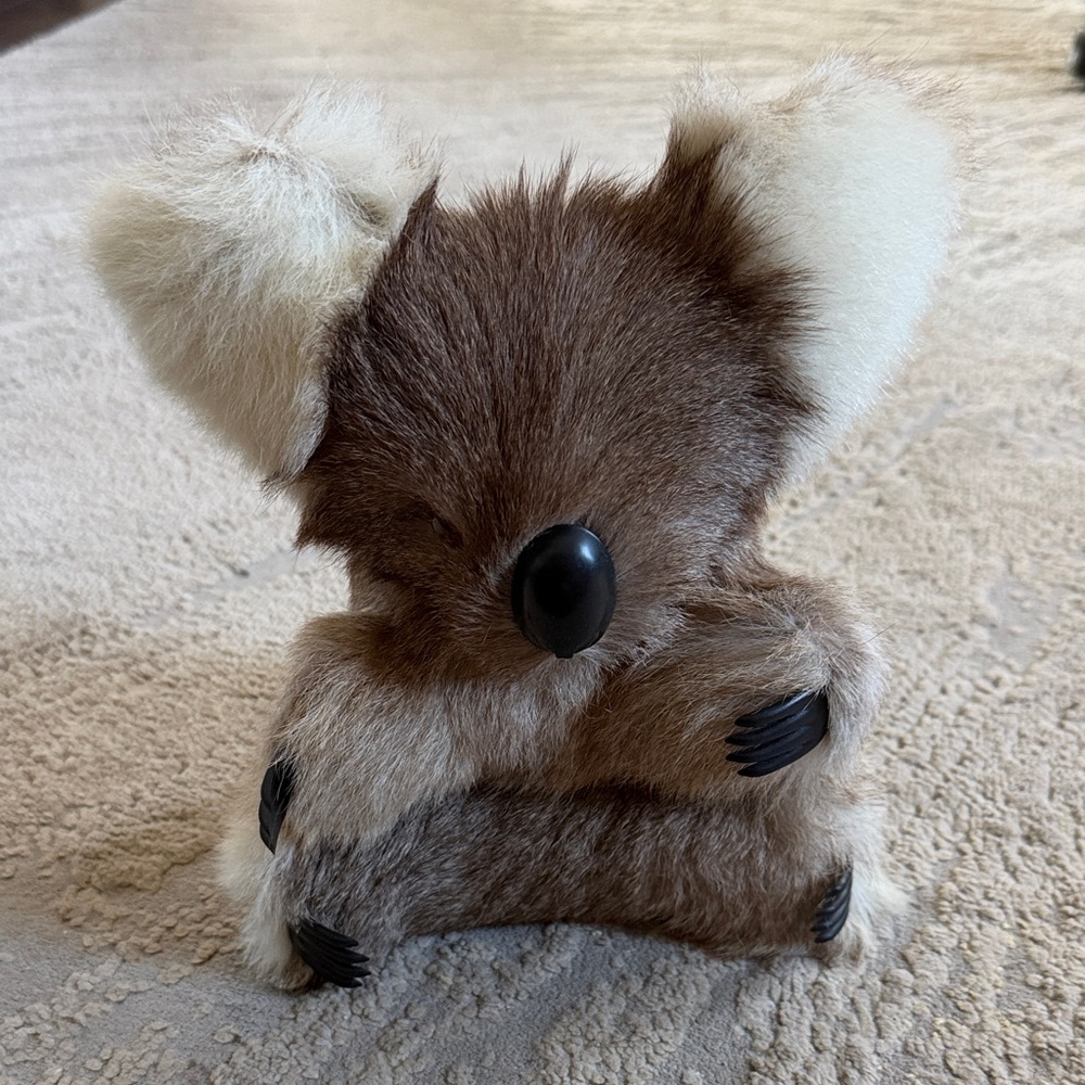 Vtg Real Fur Koala Bear 9 " Stuffed Animal Collectible Toy